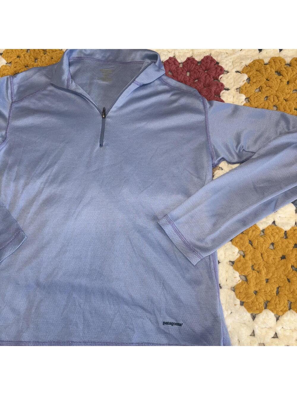 Patagonia Capilene Light Blue Quarter-Zip Neck Outdoor Active Woman’s M Pullover